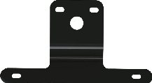 Black steel license plate mounting bracket with two round holes