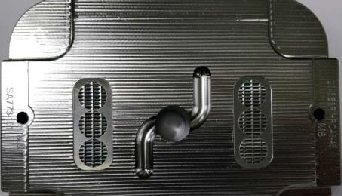 Injection mould core for an oval trailer lamp, cut and polished in the in-house tool room