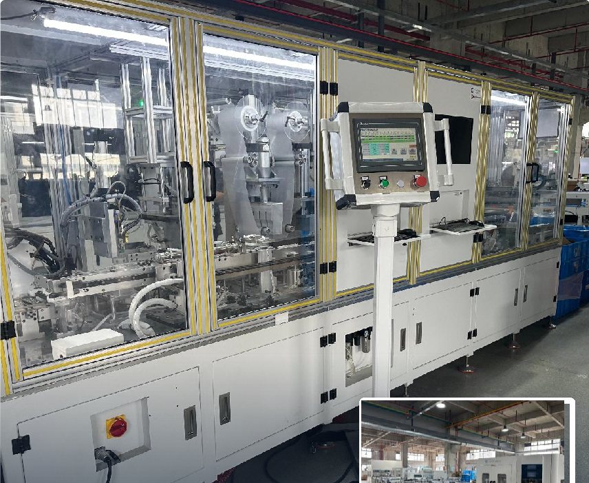 Automated assembly line with custom-built fixturing and machine vision