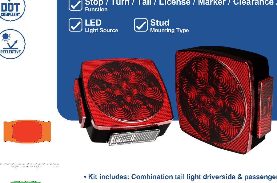 Pair of red LED low-profile combination trailer lights