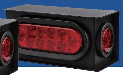 Pair of steel light boxes with six inch red LED lamps fitted