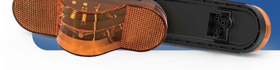 Six inch amber LED mid-turn signal and marker lamp with black housing