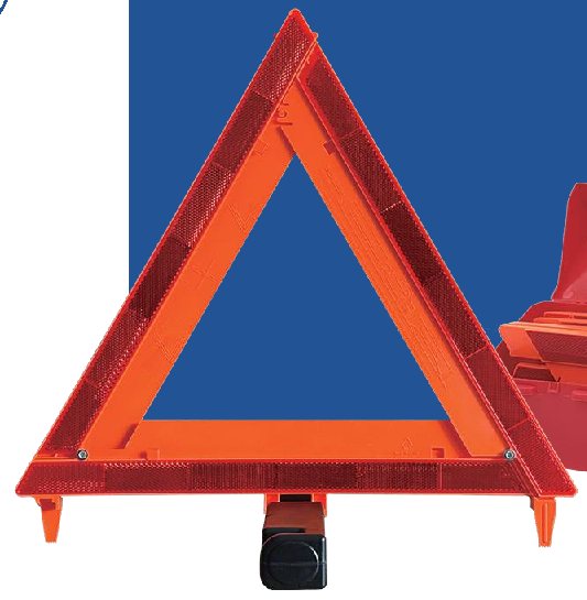 Red reflective roadside warning triangle from the three pack kit